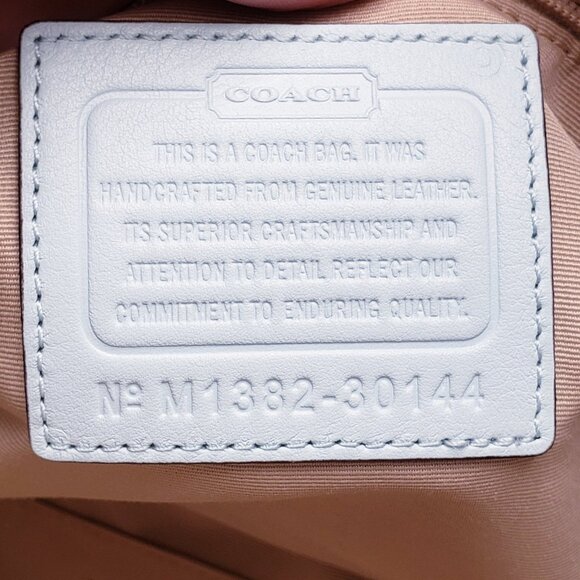 Coach Preston Bleeker Satchel Purse Dome Satchel Robins Egg Blue Pebbled Leather - Picture 8 of 10